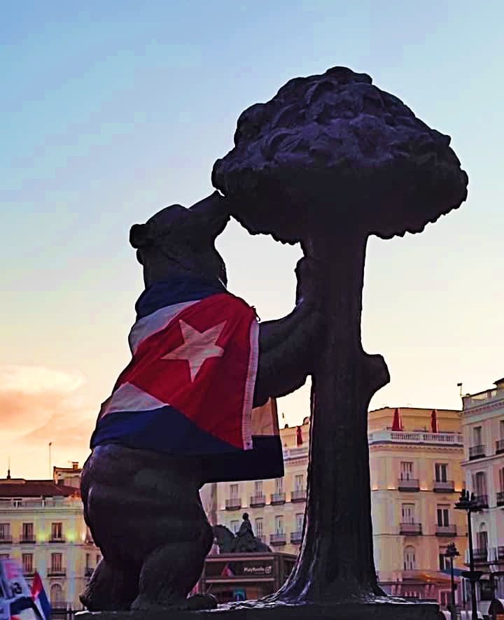 Durante la marcha de cubanos en Madrid / Foto: Massiel Rubio